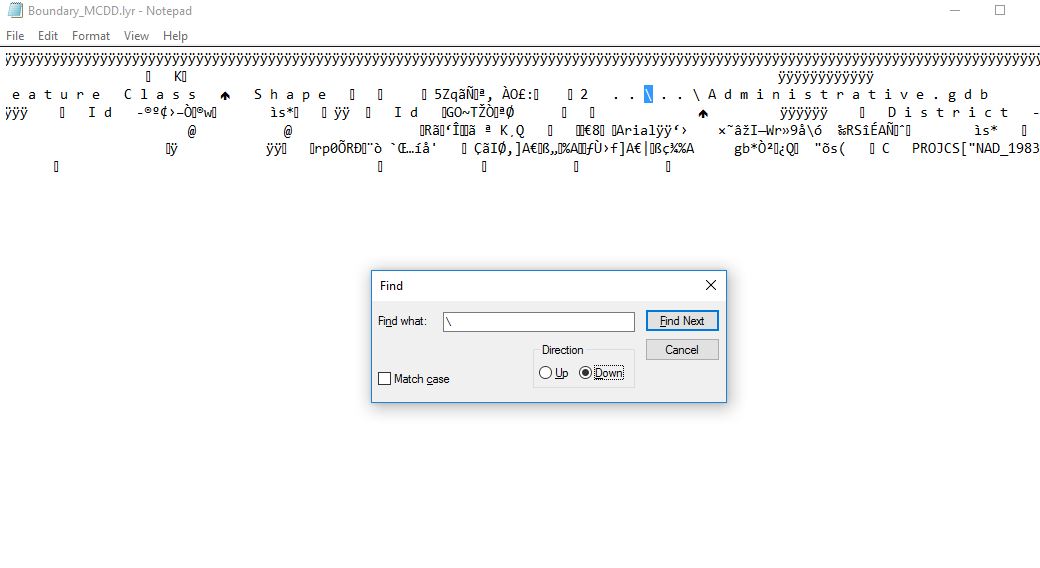 Layer File Relative Path in Notepad